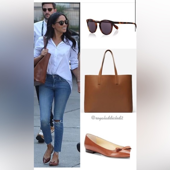 $425 Sarah Flit Ballet Flats Natalie Brown Leather Meghan Markle Sz 37 size 7 - Picture 4 of 11